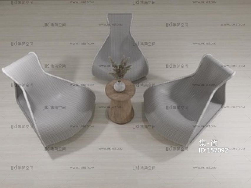 现代休闲椅_户外座椅SU模型