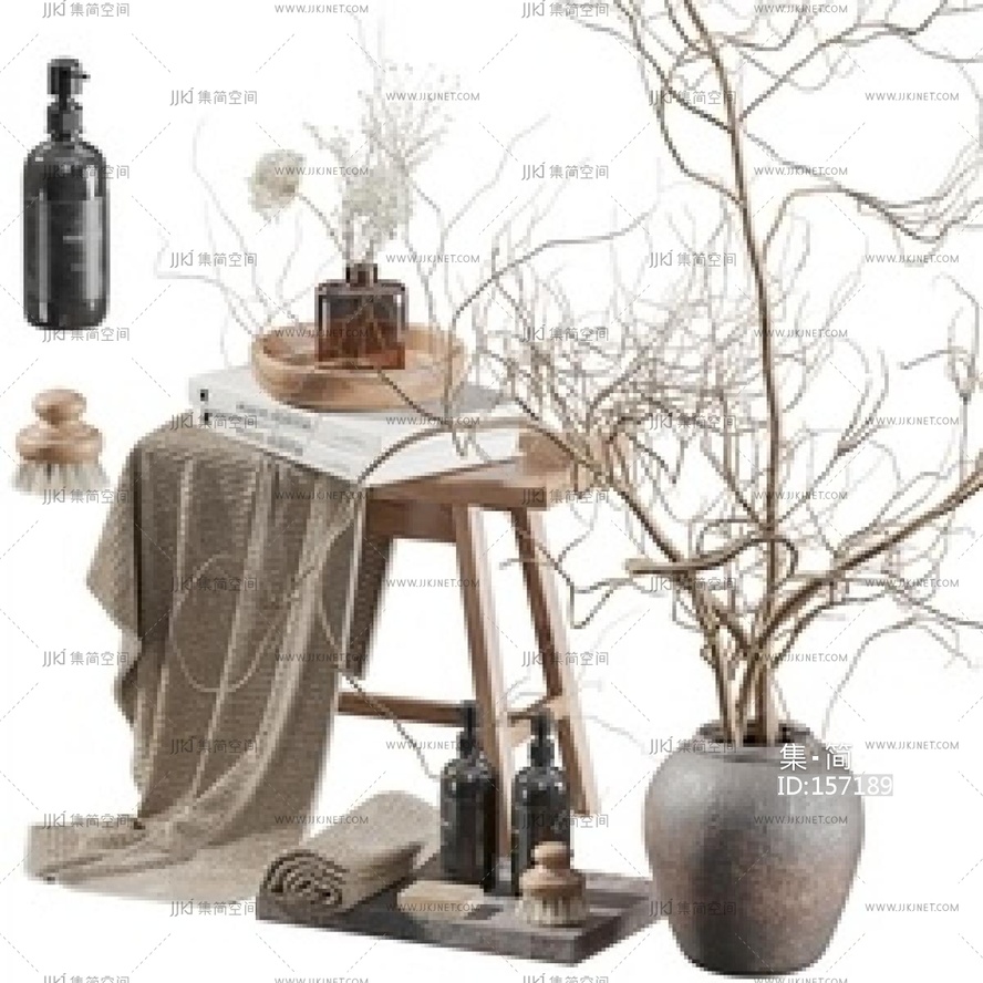  侘寂风卫浴摆件SU模型