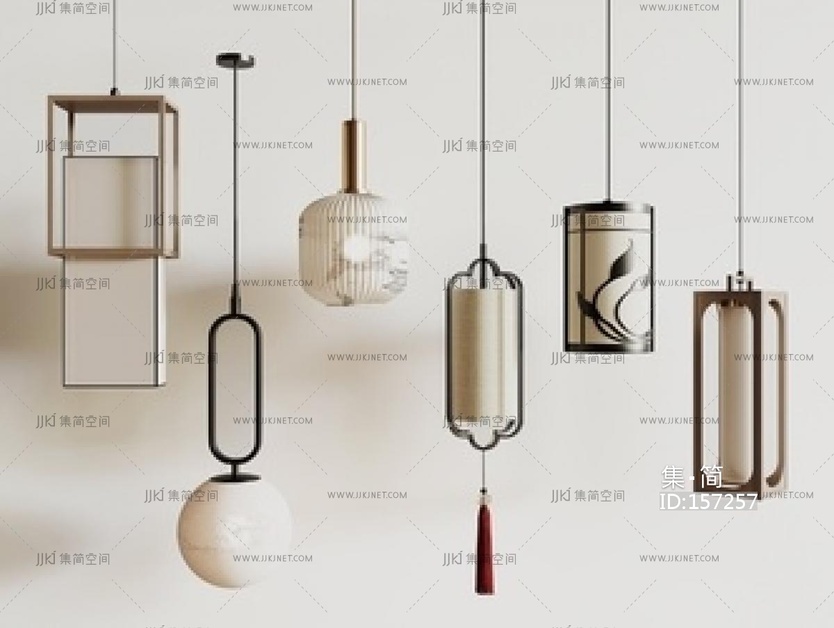 新中式吊灯 SU模型