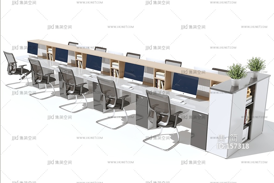 现代工位员工工位)3D模型