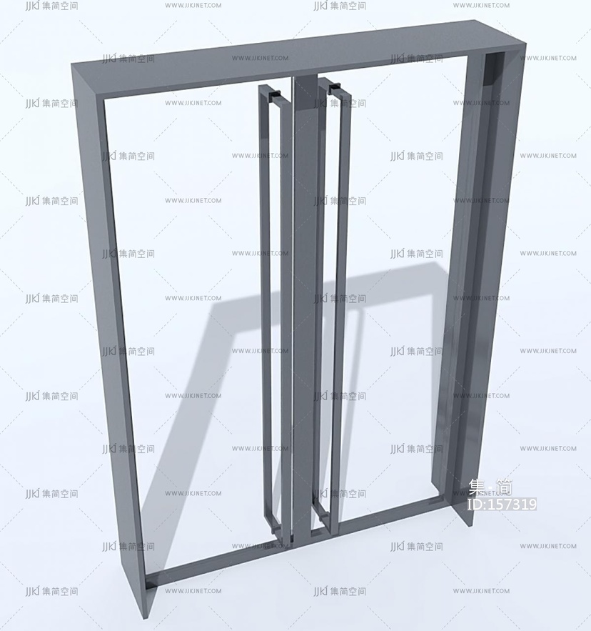 现代玻璃门玻璃双开门3D模型