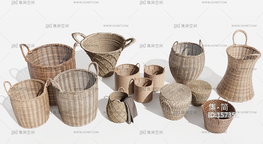 编织篮组合_收纳篮_收纳筐3D模型(2021)