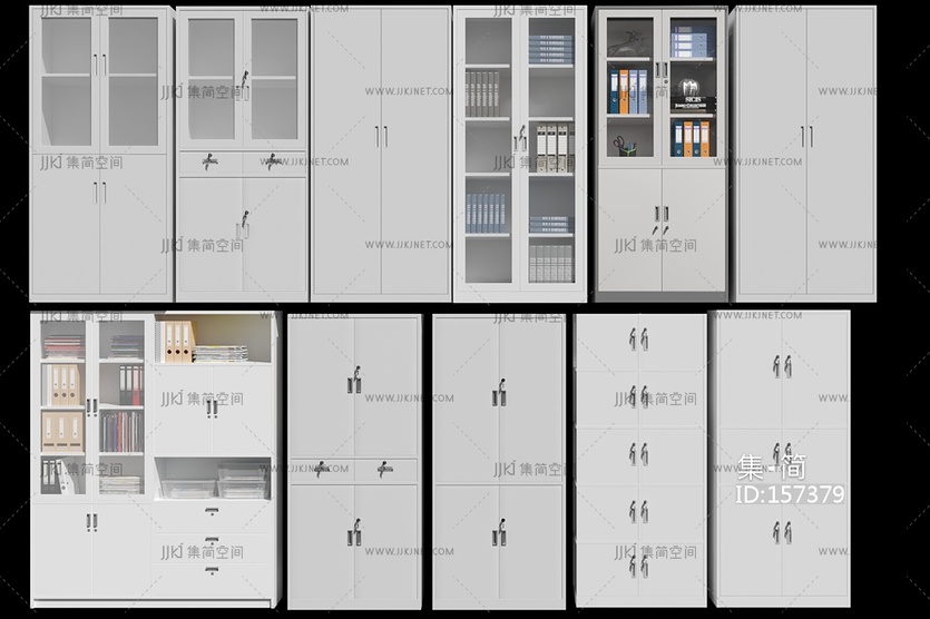 现代文件柜_铁皮柜_办公柜_档案柜3D模型(2021)