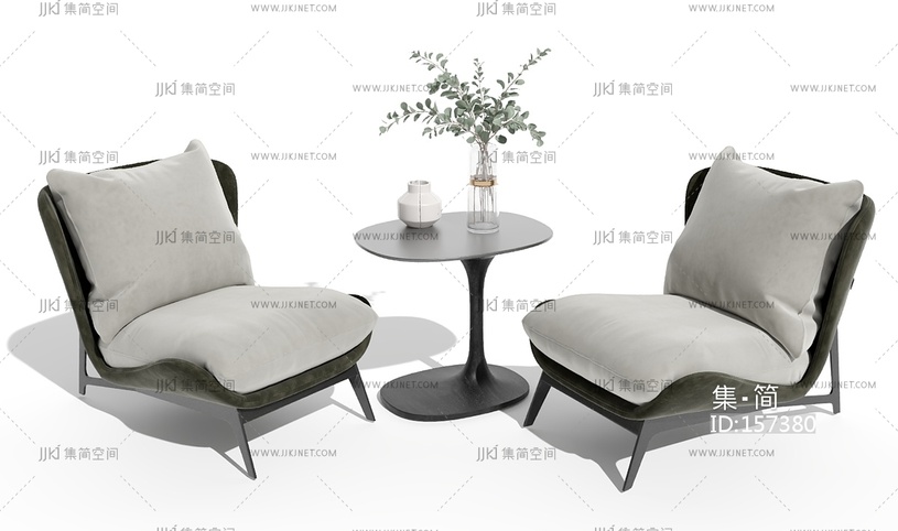 现代休闲桌椅组合小边几边桌3D模型(2021)