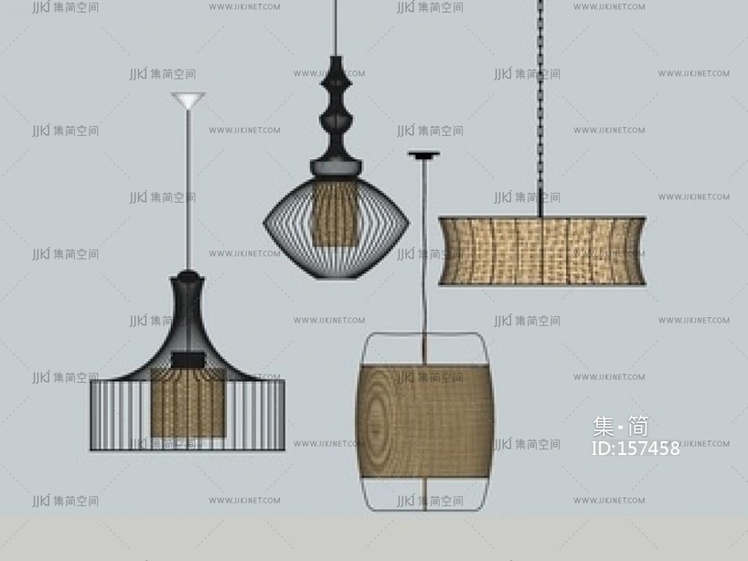 复古禅意艺术吊灯SU模型