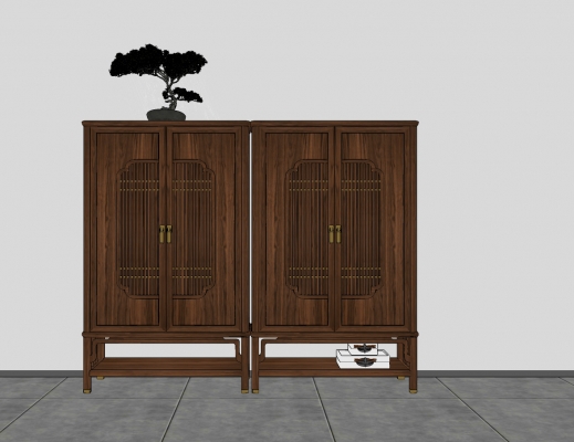 中式古典红木，边柜装饰柜