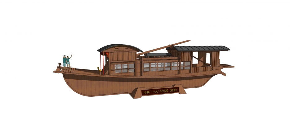 中式游船，木船