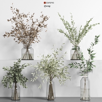 现代玻璃花瓶水生植物