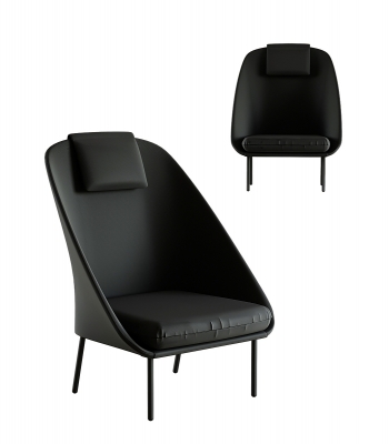 现代黑色布艺休闲椅子