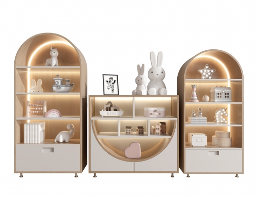 现代儿童装饰柜，兔子玩具3D模型