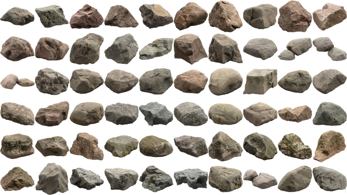 现代岩石，石头组合3D模型