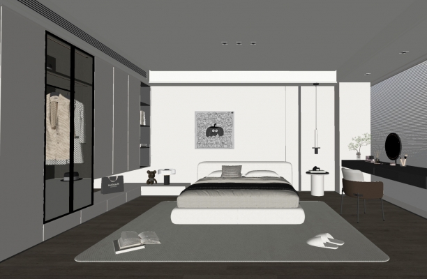 现代家居卧室SU模型