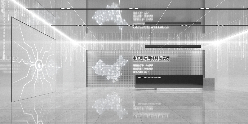 01-现代科技展厅,服务台前台，中国地图3D模
