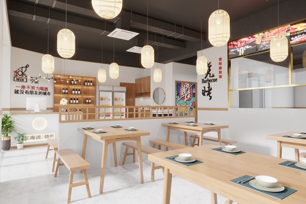 日式烧烤店3d模型下载