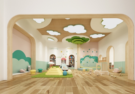 现代幼儿园，幼儿园活动室教师儿童区