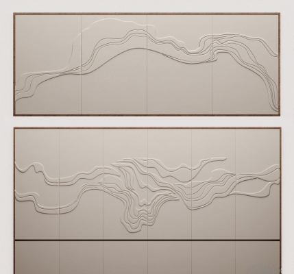新中式山水纹理墙绘