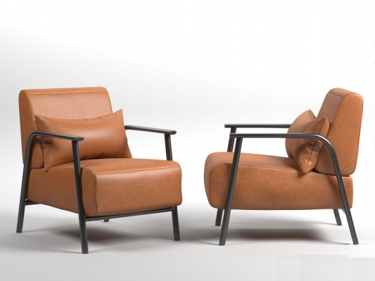  现代皮革单人沙发su模型