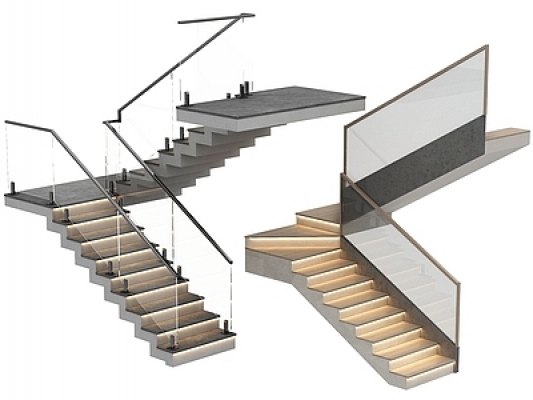 现代玻璃扶手楼梯SU模型