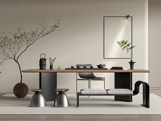 现代茶桌椅组合SU模型