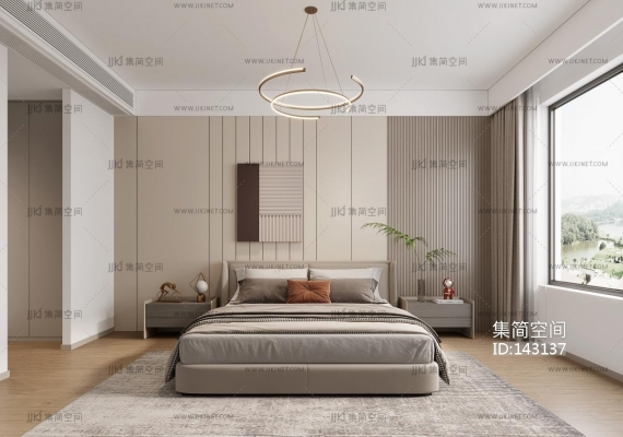 现代卧室,家装整体方案3D模型