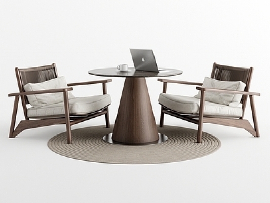 新中式休闲桌椅组合SU模型