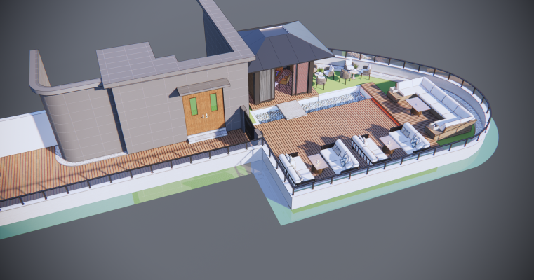 现代屋顶花园 SU模型