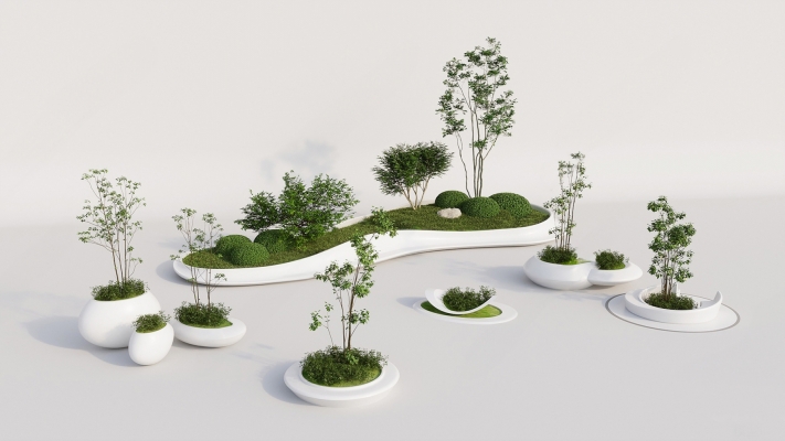 现代景观植物绿植3d模型下载