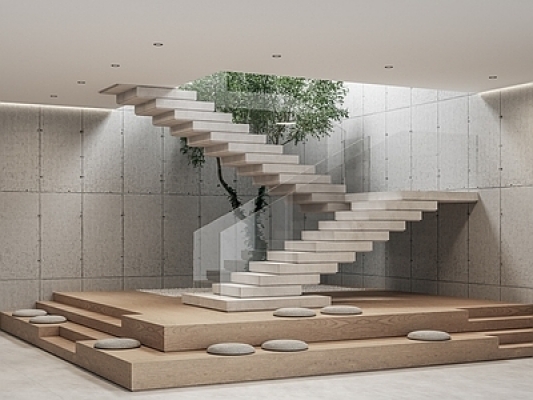 现代景观悬浮楼梯SU模型