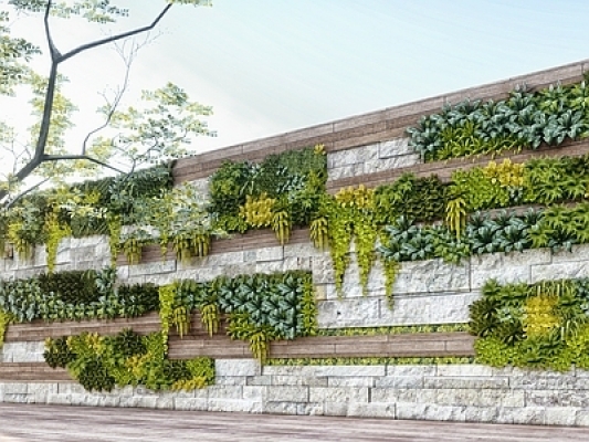 现代垂直绿化景墙SU模型