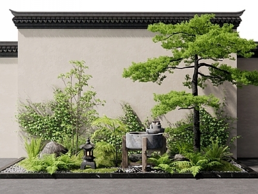 新中式庭院景观小品SU模型