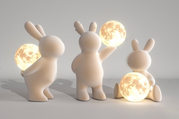 现代兔子月球台灯3D模型下载