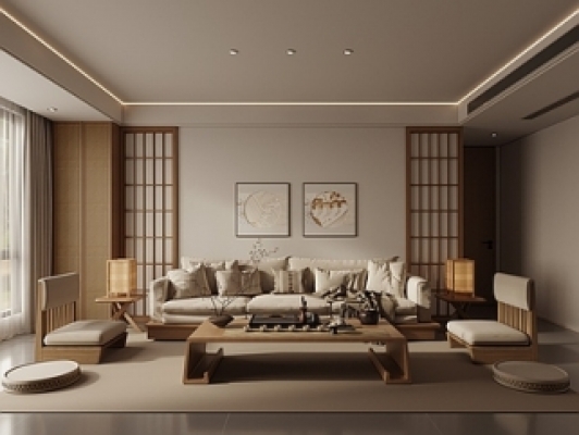 新中式家居客厅SU模型