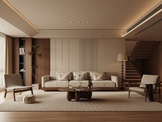 现代新中式家居客厅SU模型