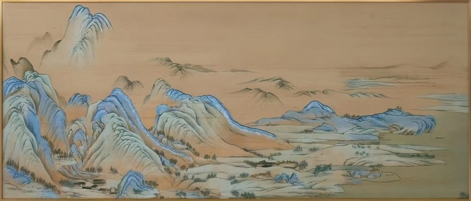 新中式山脉图案山水背景壁纸壁画壁布屏风画贴图 (37)