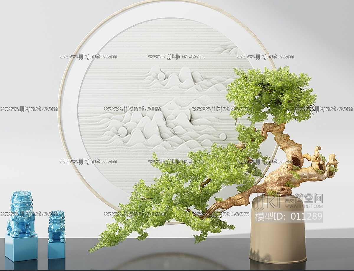 H19-1110新中式松树盆景3d模型下载-【集简空间】「每日更新」