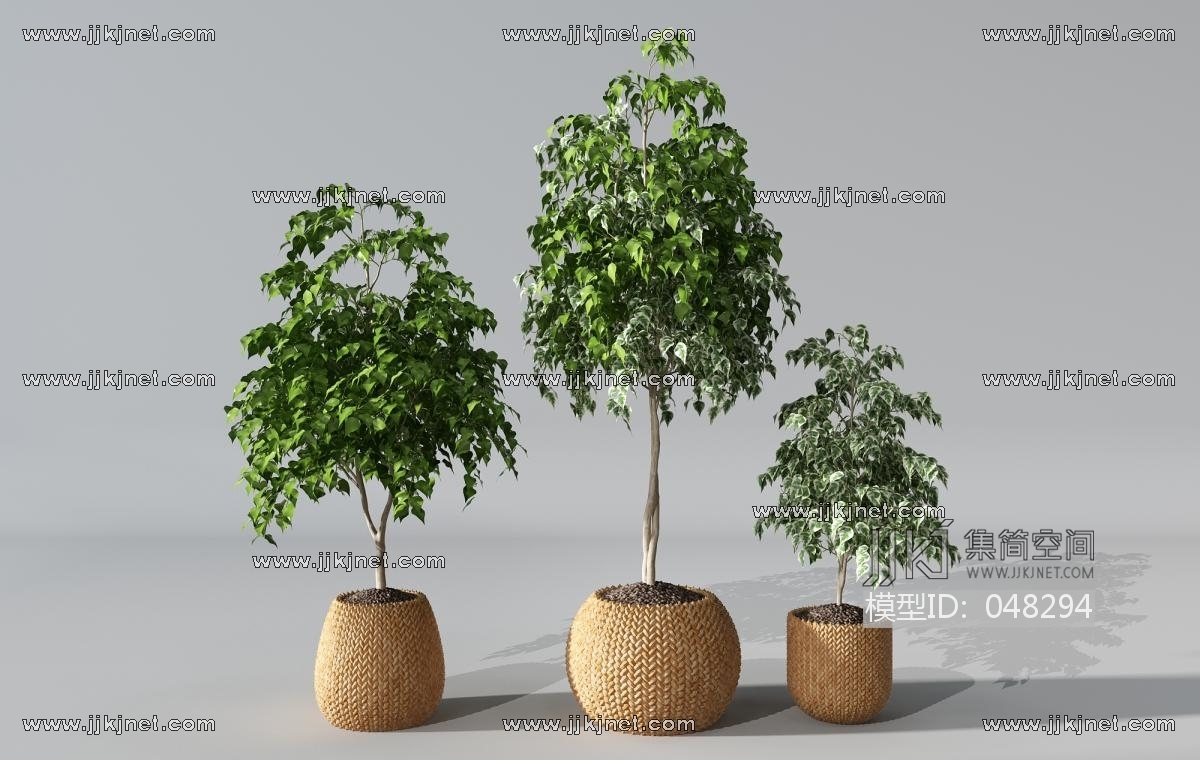H53-0629编织植物盆景盆栽绿植花盆3d模型下载-【集简空间】「每日更新」