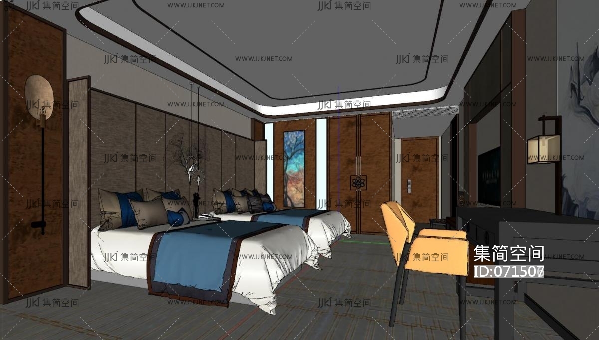 酒店客房su草图模型下载-【集简空间】「每日更新」