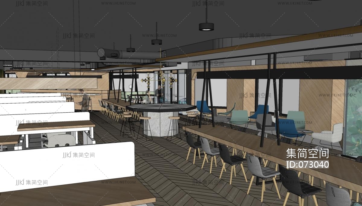 咖啡店su草图模型下载-【集简空间】「每日更新」