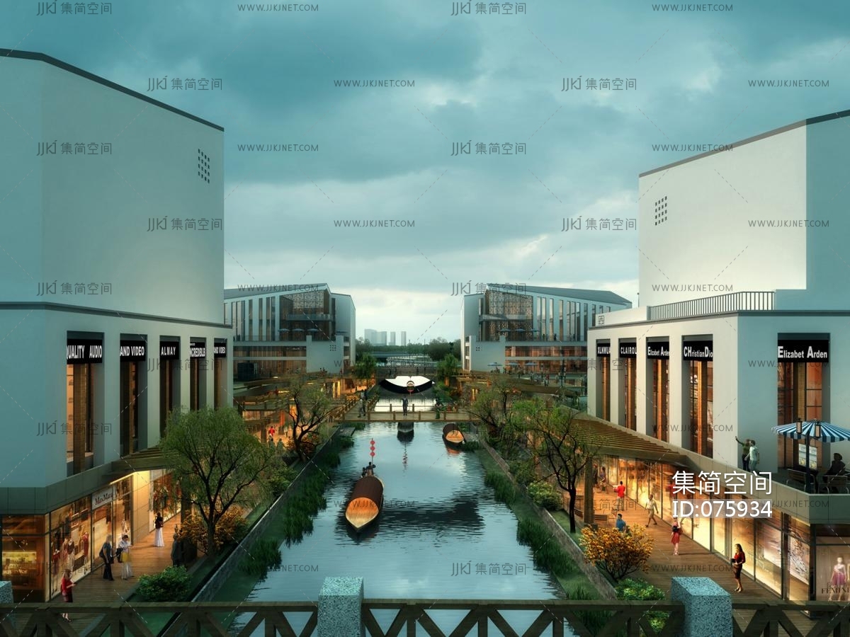 70扬州现代新中式水街，旅游度假景点，购物中心，民宿酒店，新中式建筑风格