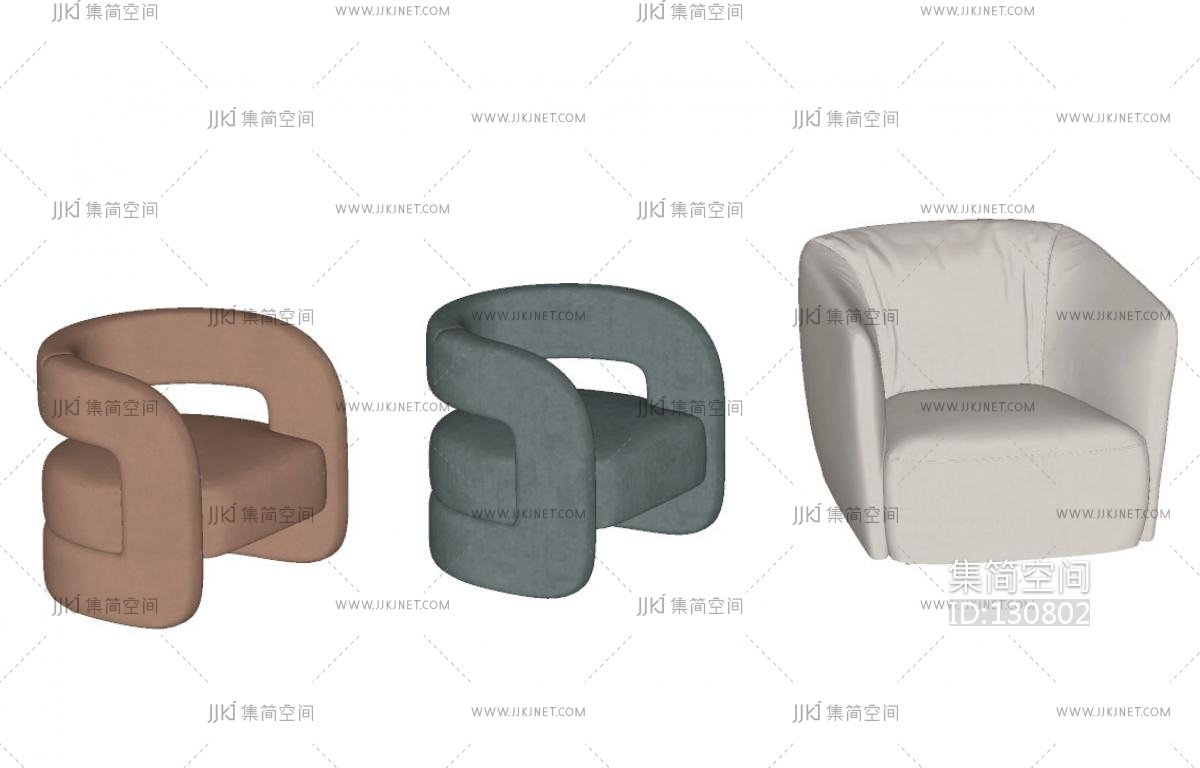 现代单人沙发SU模型su草图模型下载-【集简空间】「每日更新」