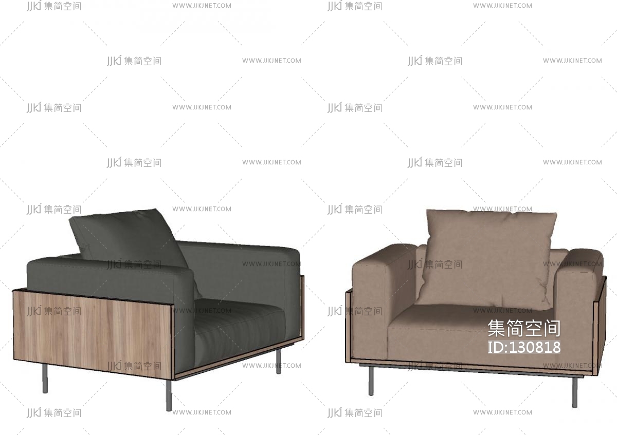 Minotti-米洛提单人沙发SU模型su草图模型下载-【集简空间】「每日更新」