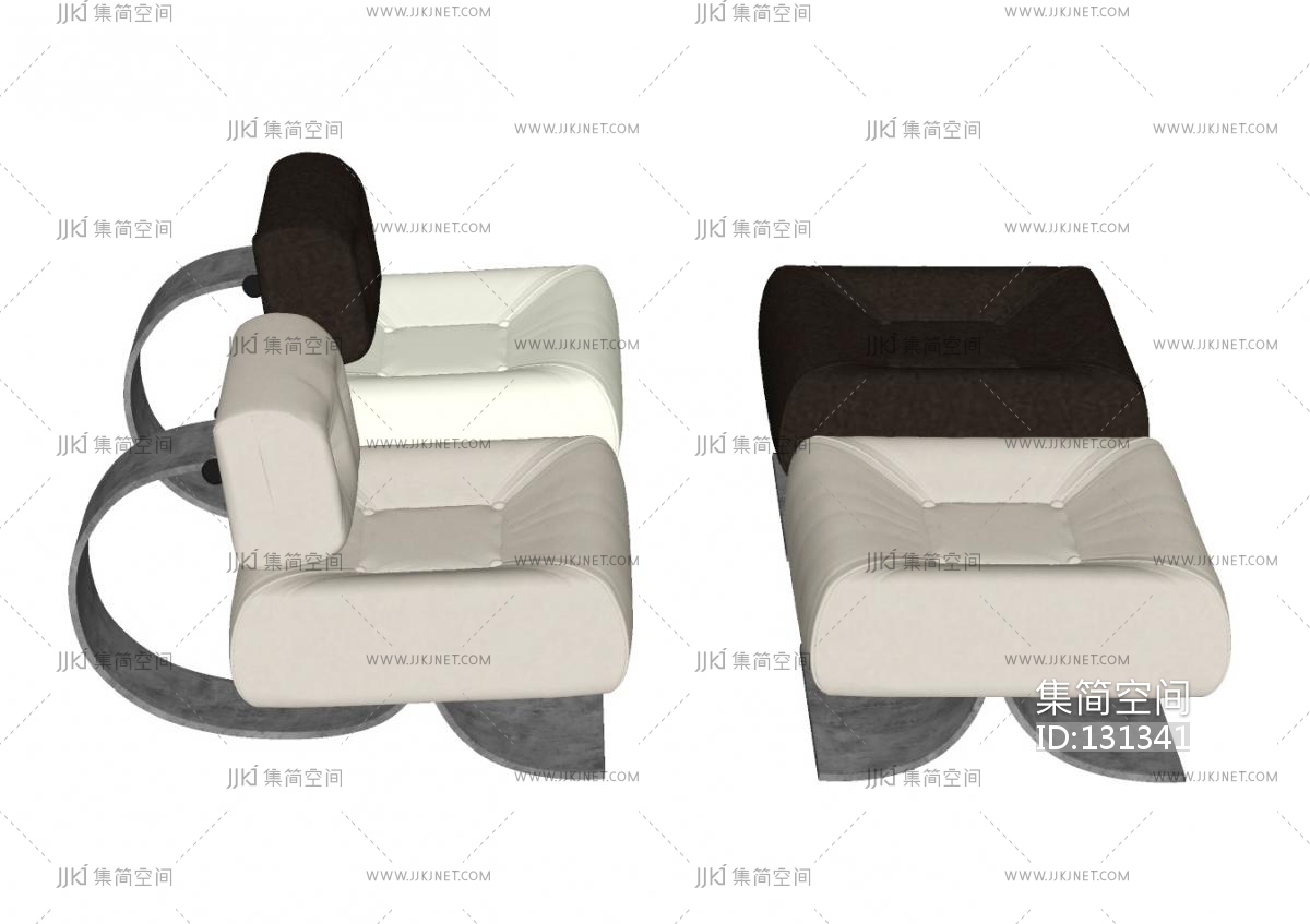 现代皮革沙发贵妃榻su草图模型下载-【集简空间】「每日更新」