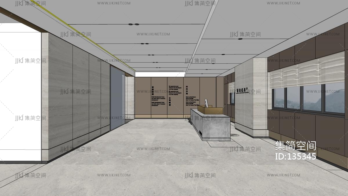 现代大堂，接待台 su草图模型下载-【集简空间】「每日更新」