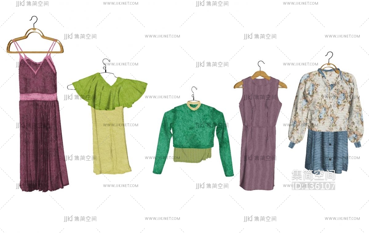 现代连衣裙服装su模型 (2)