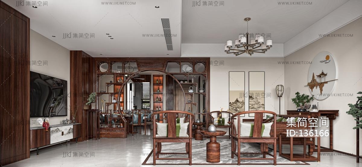 中式客餐厅3d模型