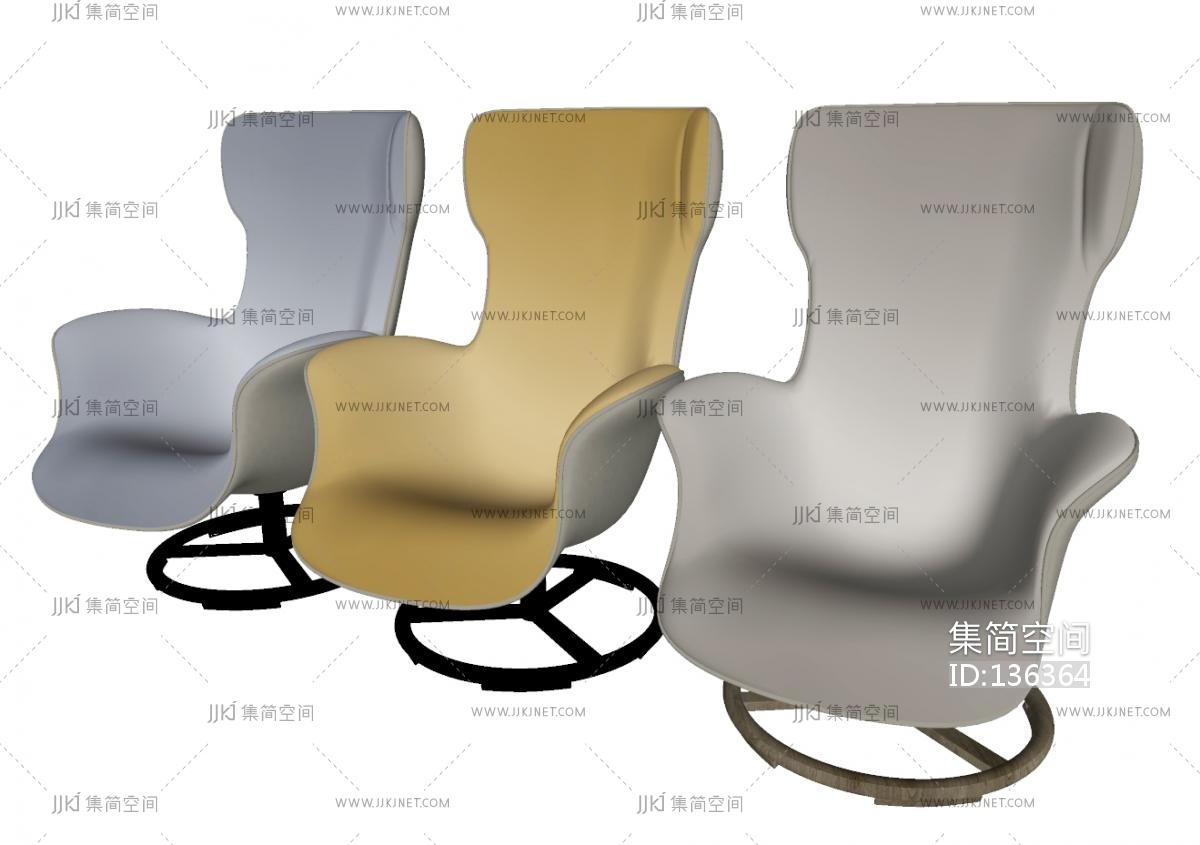 giorgetti 现代休闲椅su模型su草图模型下载-【集简空间】「每日更新」
