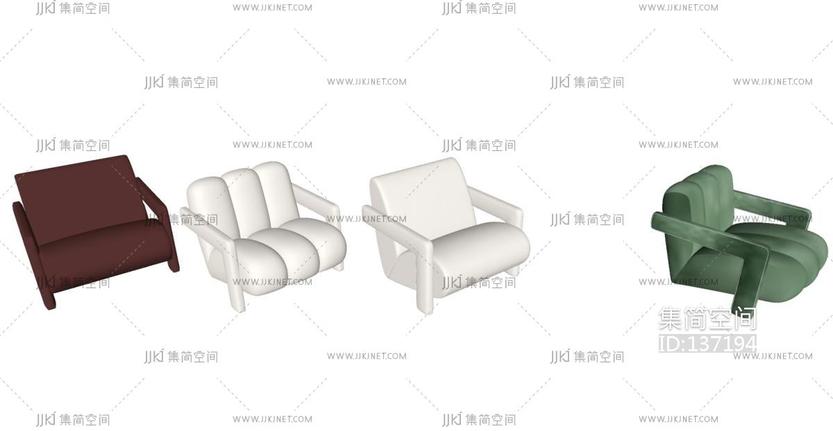 现代单人沙发 su模型su草图模型下载-【集简空间】「每日更新」