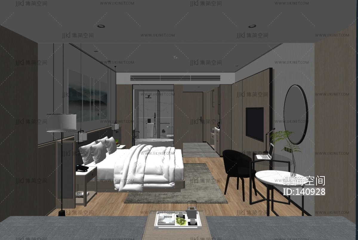 现代酒店客房SU模型su草图模型下载-【集简空间】「每日更新」