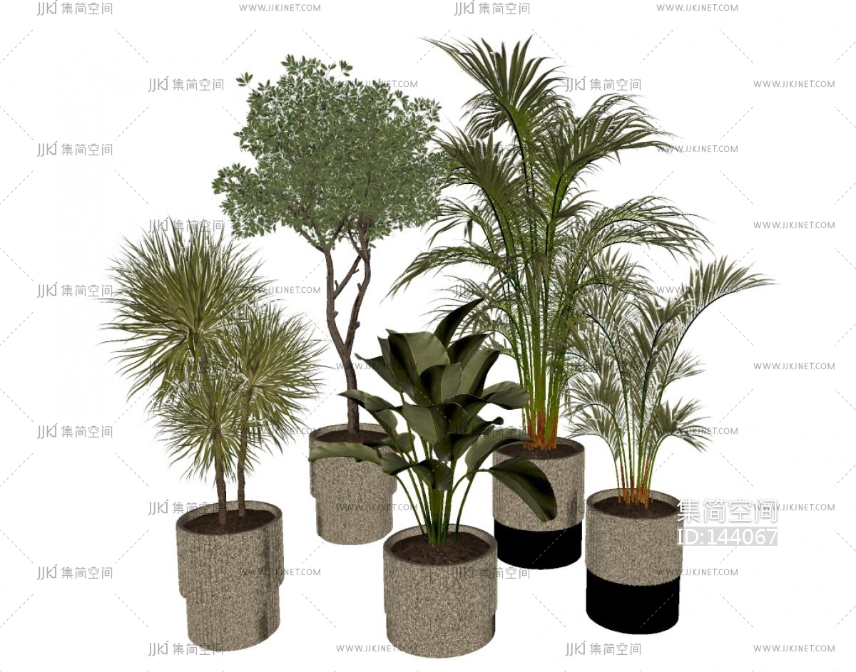 绿植盆栽组SU模型su草图模型下载-【集简空间】「每日更新」