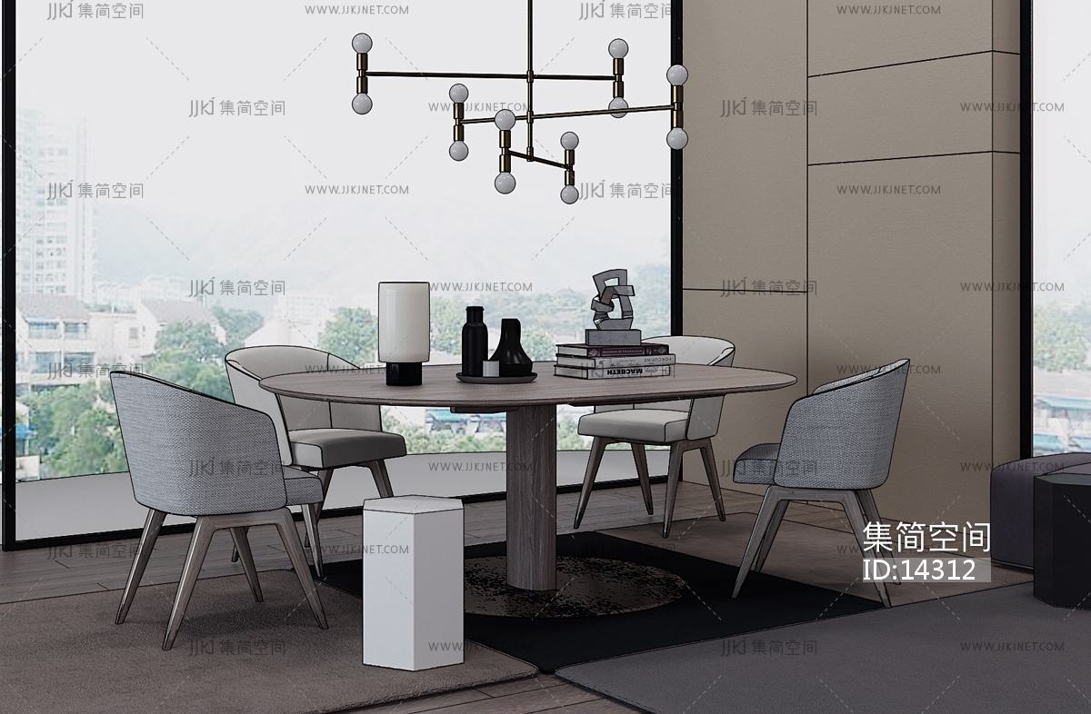 H14-1220意大利 米洛提 Minotti 现代餐桌椅3d模型下载-【集简空间】「每日更新」